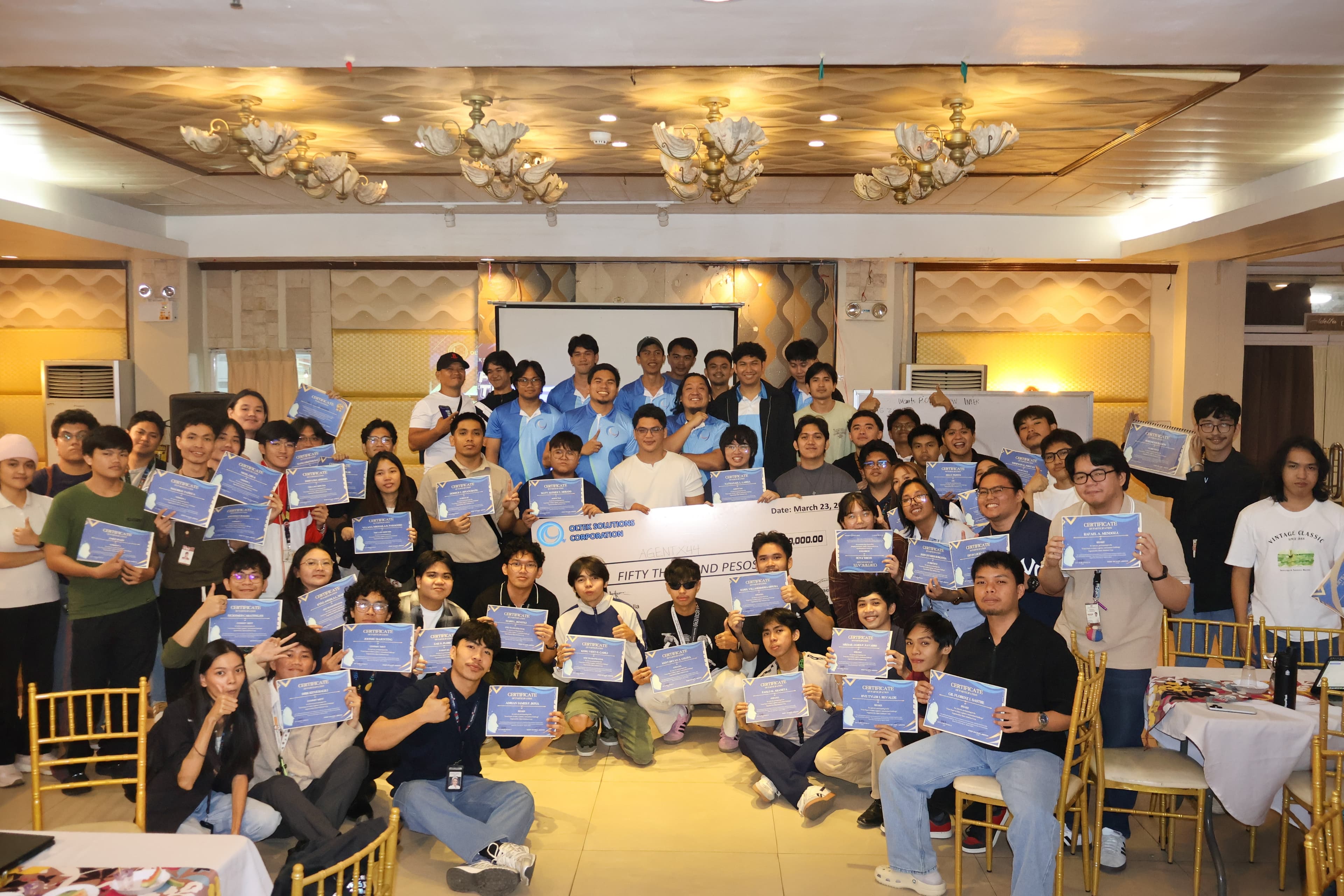 From Paper to Data challenge participants holding certificates after the logistics competition